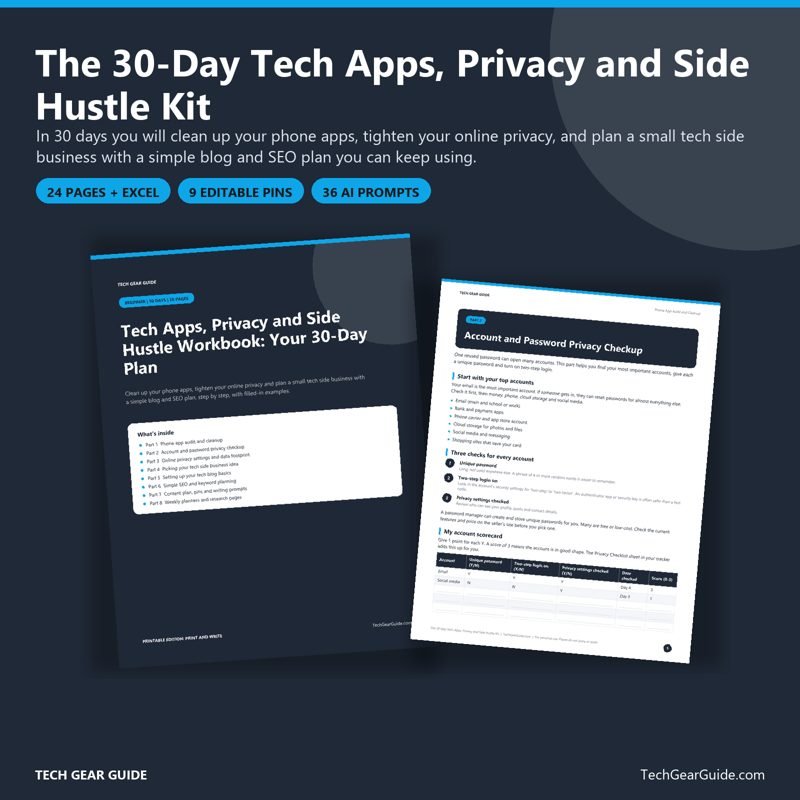 The 30-Day Tech Apps, Privacy and Side Hustle Kit